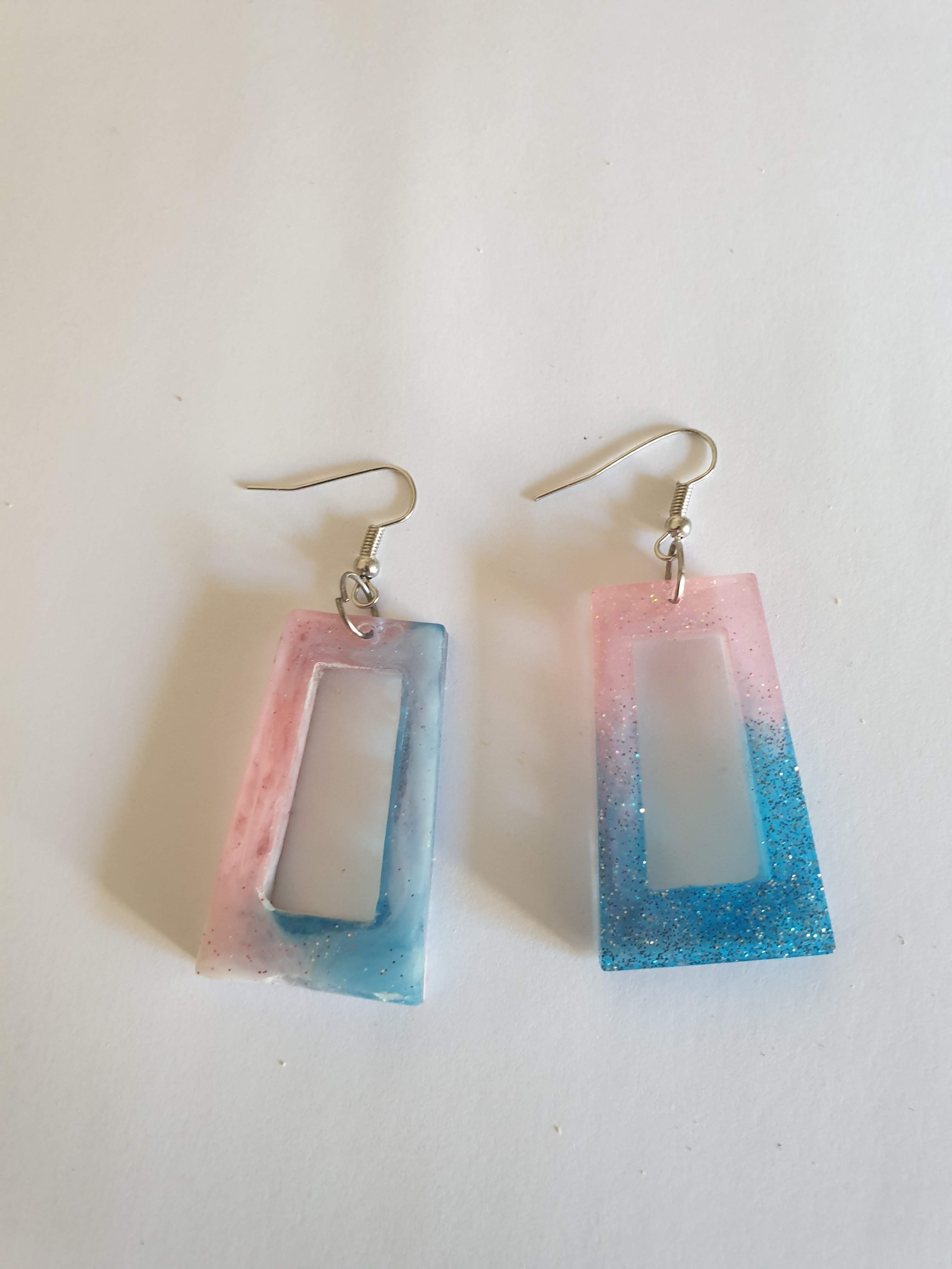 Boucles d'Oreilles Créoles Perles Turquoise - Finition Dorée