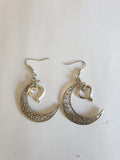 Boucles d'Oreilles Lune et Cœur - Bijou Romantique
