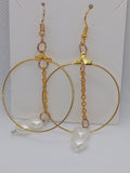 Boucles d'Oreilles Cœur Blanc Nacré Brillant - Métal Plaqué Or - Fait Main