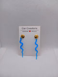 Boucles d'oreilles en forme de serpents bleu et clou plaquées or