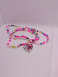 Collier Perles Cœur Résine Époxy Multicolore