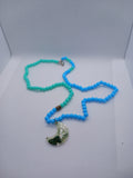 Collier Perles Verre Nacrées Pendentif Lune Résine